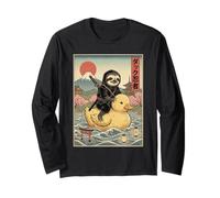 Perezoso Ninja Japón Vintage Japonés Ukiyo-e Arte Manga Larga