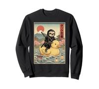 Perezoso Ninja Japón Vintage Japonés Ukiyo-e Arte Sudadera
