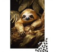 Perezoso Puzzle De 1000 Trozos Golden & Perezoso Papel Grueso Rompecabezas Compatible con Tabla Personas Que Aman Entrenamiento Cerebral 52x38cm/1000pcs