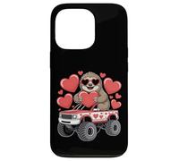 Perezoso San Valentín Monster Truck Sosteniendo Corazón Lindo Amor Diseño Carcasa para iPhone 13 Pro