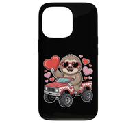 Perezoso San Valentín Monster Truck Sosteniendo Corazón Lindo Amor Diseño Carcasa para iPhone 13 Pro
