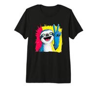 Perezoso Signo de Paz Retro Pop Personaje gráfico Gesto Camiseta Premium