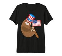 Perezoso Tío Sam 4 de Julio EE.UU. Americano Camiseta Premium