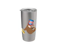 Perezoso Tío Sam 4 de julio Vaso térmico de acero inoxidable de doble pared