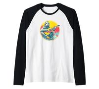 Perezoso Tocar Guitarra | Rock Star | 60s 70s Rock Music Camiseta Manga Raglan
