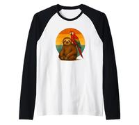 Perezoso Y Loro Retro Sunset Pet Mejores Amigos Camiseta Manga Raglan