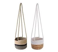 perfeciti Juego De 2 Macetas Colgantes, Macetas Colgante De Macramé, Macetero De Techo Cesta Colgantes para Plantas con Cuerda para Suculentas, Cactus, Hierbas, Plantas Pequeñas