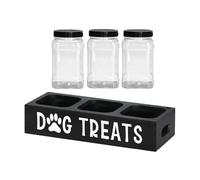 Perfeclan 3 Piezas Recipiente para Golosinas de Perro Tarro para Golosinas Organizador de Comida de Mascota Frascos de Madera con Tapa y Asa Adecuado para