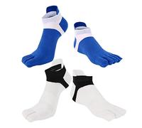 perfeclan 4 Calcetines de Algodón Suave Y Transpirable para Todos Los Días, Calcetines de Yoga Atléticos, Blanco + azul