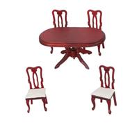 Perfeclan 5 Piezas Miniatura Mobiliario Modelo Comedor de Madera Juego de Sillas y Mesa para Casa de Muñecas Accesorios de Simulación Decoración de Habitación