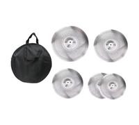 perfeclan 5pcs platillos de bajo volumen de volumen con plantillas tranquilas con la bolsa de almacenamiento absorbente para la batería del juego de práctica de