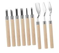 perfeclan 9 Piezas Art Scraping Remover Juego de Herramientas de Grabado Paleta de Acero Inoxidable Cuchillo de Madera para Pintura y Escultura Adecuado para