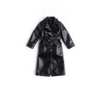 perfeclan Abrigo Militar para Muñeca Gabardina Trinchera Chaqueta con Solapas Mangas Largas Bolsillos Inclinados y Cinturón Miniatura 1/12 para Figura de , Negro