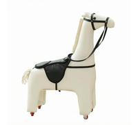 Perfeclan Asiento Decorativo Caballo Taburete Banco con Estética Ecuestre y Detalles de Cola en Madera y Cuero PU con Ruedas para Reposicionar Adecuado para, Color to 1