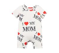 Perfeclan Body de bebé para niños y niñas, unisex, con texto en inglés "I love mum", body de verano para bebé, manga corta, body de manga corta para accesorios de fotografía, hogar, color blanco,