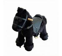 perfeclan Caballo con Asiento Infantil Taburete Caballo Juguete Silla Asiento Rodante de Peluche con Silla Simulada Adecuado para Rincón de Lectura Decoración, Negro, 70 30 75