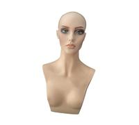 perfeclan Cabeza de maniquí femenina con busto de cabeza de maniquí de hombro, multifuncional, con soporte de exhibición de peluca de maquillaje para bufandas,