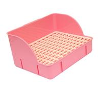 Perfeclan Caja de Arena para Conejos, Bandeja de Arena Esquinera de 29x22x15,5 Cm, Orinal, Entrenador, Caja de Inodoro Esquinera para Conejillos de, Acce, Malla de PP Rosa