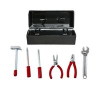 perfeclan Caja de herramientas para reparación de casas de muñecas, juguetes de simulación, adornos para casas pequeñas, accesorios en miniatura, mini estuche, Estuche Negro