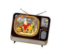 perfeclan Caja de música navideña brillante con luz LED nocturna, diseño de TV, 20,5 x 8 x 16,5 cm, farol navideño, centro de mesa para repisa o repisa, Gran Ciervo de Santa