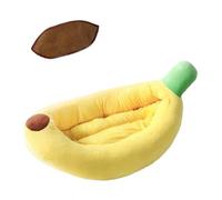 Perfeclan Cama para Mascotas Cama Banana Cama Nido Cama Acogedora con Forma de Fruta y Superficie Acolchada Funda Inferior con Cremallera y Tapete Veraniego, S Apto para Aproximadamente 2.5 Kg