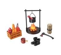 perfeclan Casa de muñecas en miniatura a escala 1/12, juego de camping con olla y herramientas, juguete de simulación, accesorios realistas para decoración de