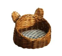 perfeclan Cesta de mimbre en miniatura a escala 1:12, juguete de simulación, clásico, casa para perros y gatos, nido para gatos para niños, niñas y, Enrejado Oscuro