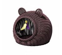 Perfeclan Cesta para Dormir de Gato en Material de Ratán PE Estructura Semiencerrada y Ventilación para Días Calurosos Adecuada, Marrón, Pequeño 38x38x33cm, para Mascotas De hasta 2.5kg