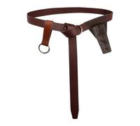 Perfeclan Cinturón de Caballero Medieval con Herramienta de Rana para Festivales, carnavales y diarias, MarrÓn