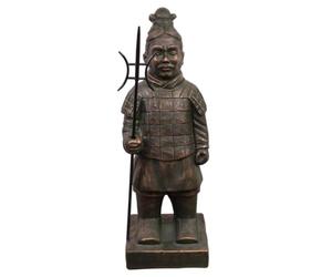 Perfeclan Estatua Guerrero de Terracota Figura Escultura Ornamento Adorno de Resina con Diseño en Historia China Expresión Calmada y Detalles Minuciosos