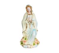 Perfeclan Estatua Virgen María Orante Figurita Religiosa Escultura Decorativa Imagen Sagrada con Acabado Porcelanoso Rosa en la Base en Resina Lisa Adecuada, 28 Cm