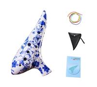 perfeclan Estuche de transporte para ocarina de 12 agujeros en tono C, elegante y ligero, coleccionable, con cancionero, piccolo para amantes de música, Flor Azul