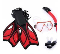 perfeclan Fins and Conjunto de Buceo Máscara Aletas Tubo Seco Cristal Transparente Silicona Hipoalergénica Purga Rápida Correas Ajustables Empuje Estable, Rojo, S