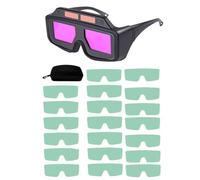perfeclan Gafas de soldadura con oscurecimiento automático, ligeras, de protección versátil, ideales para trabajos de corte eléctrico, Gafas con 20 Lentes