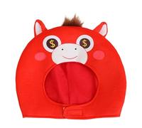 Perfeclan Gorro de Peluche con Forma de Caballo, decoración de Halloween, cálido, para graduación, Mascota de Caballos, Rojo