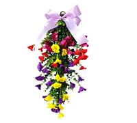perfeclan Guirnalda de Puerta Colgante Arreglo Floral Decorativo Ramo Colgante Liana Artificial Seda Follaje Verde Textura Suave Peso Ligero Apta para Bodas Fiestas Salón Dormitorio Pasillo Pared