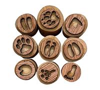 Perfeclan Juego de Sellos de Madera de 9 Piezas con Huellas de Patas de Animales - Bloques de Madera, Estilo C S 2,5-3,5 cm