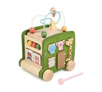Perfeclan Juguete Actividas en Forma Autobús Compacto Juguete Motricidad Fina Portátil Material Didáctico para Niños Pequeños, Verde