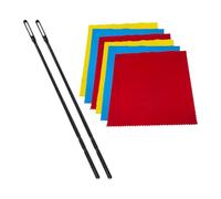 perfeclan Kit de limpieza de flauta paños de 6 piezas y varillas de 2 piezas para instrumentos de viento de madera, 3 Colores