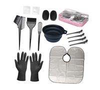perfeclan Kit de tinte para el cabello, accesorios para teñir el cabello, kit portátil con guantes, cepillo y recipiente para salón de teñido, Rosa