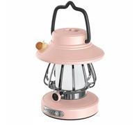 Perfeclan Linterna de Camping Retro Portátil Farol Luz de Tienda Lámpara Nocturna con Diseño Nostálgico y Brillo Ajustable Recarga por USB Adecuada para, Rosa