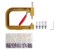 perfeclan Máquina Manual de Colocación de Perlas Manual Herramienta de Fijación Troqueles de 4 a 10 Mm Llave Hexagonal Ajuste Rápido Marco en C Adecuada para, Dorado