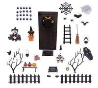 perfeclan Miniatura Escena Decorativa Accesorios Casa de Muñecas Figuras Halloween Caldero Calabaza Tumba Cráneo y Cerca Corta en Resina y Plástico Adecuado