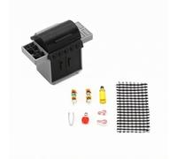 perfeclan Miniatura Parrilla Barbacoa Modelo Grill Decorativo con Bandejas Laterales Tapa Abatible Realista para Casas de Muñecas y Escenas de Exteriores, Parrilla De Barbacoa con Comida Caja Blanca