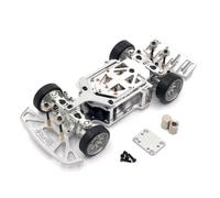 Perfeclan Miniatura Vehículo Chasis RC Bastidor Ajustable Deslizante Diferencial Integrado Servo Metálico Placa Metálica Incluida Adecuado para Proyectos DIY Pruebas de Manejo, Plata