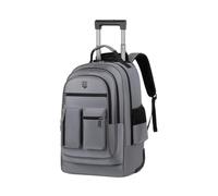Perfeclan Mochila Lona Oxford con Ruedas Grande, Gris | Versátil, Mochila con Ruedas y Bolsillo para Bebidas, Espaciosa, Desplazamientos Diarios