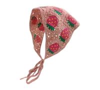 perfeclan Mujeres Crochet Bandana Vintage linda decoración de decoración diadema anudado, Fresas Rosas