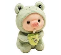 Perfeclan Muñeco de Peluche Cerdito Burbuja Animal Disfraz Taza Adorable Personalidad Tierna Apto para Regalo Decoración de Habitación Infantil Parejas Coleccionistas Niñas, 35CM, Rana