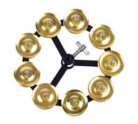perfeclan Platillos de tambor Hi Hat pandereta campanas con fila instrumento de percusión duradero con soporte de tuerca para escenario de conjunto de concierto, Oro único