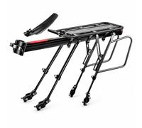 perfeclan Portabultos Trasero de Bicicleta Porta Equipaje Transportín Soporte Carga Rejilla de Aleación con Raíles Laterales y, Desmontaje Rápido Parcial - Doble Soporte + Guardabarros